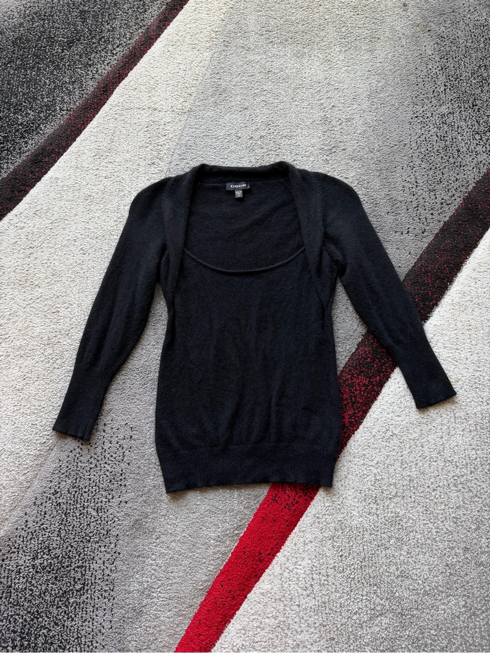 Bebe Black Cashmere Scoop Neck Sweater Top